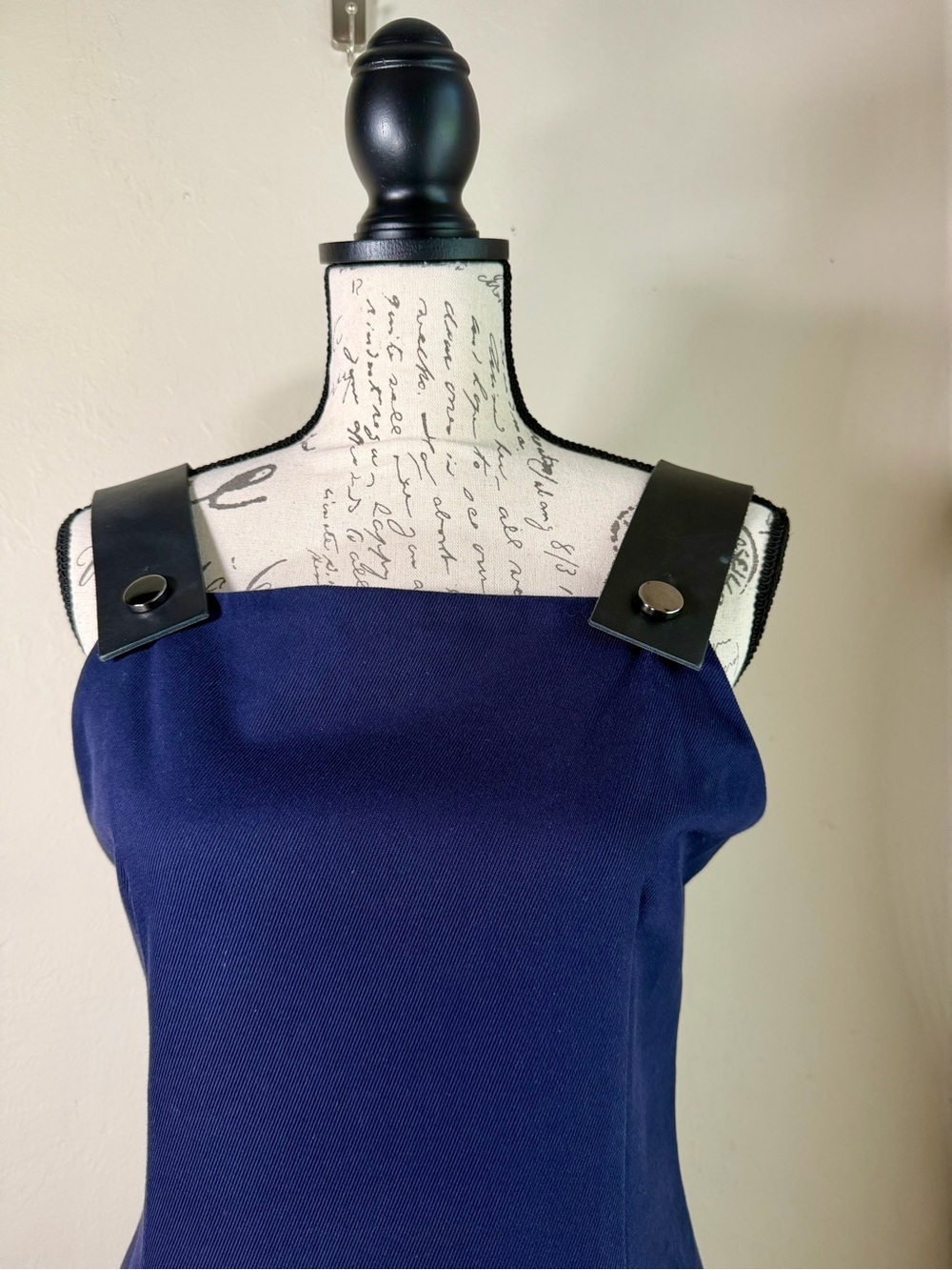 Sportmax Navy Midi Dress with Black Strap and Pocket Details - Picture 3 of 11